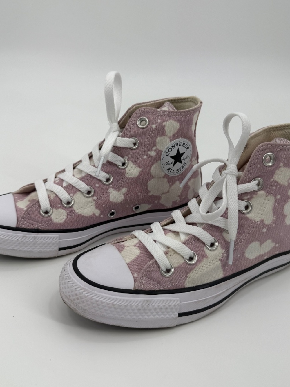 Converse Chuck Taylor High Top Bleach Dye Pink Sneakers Skate Grunge Women 6